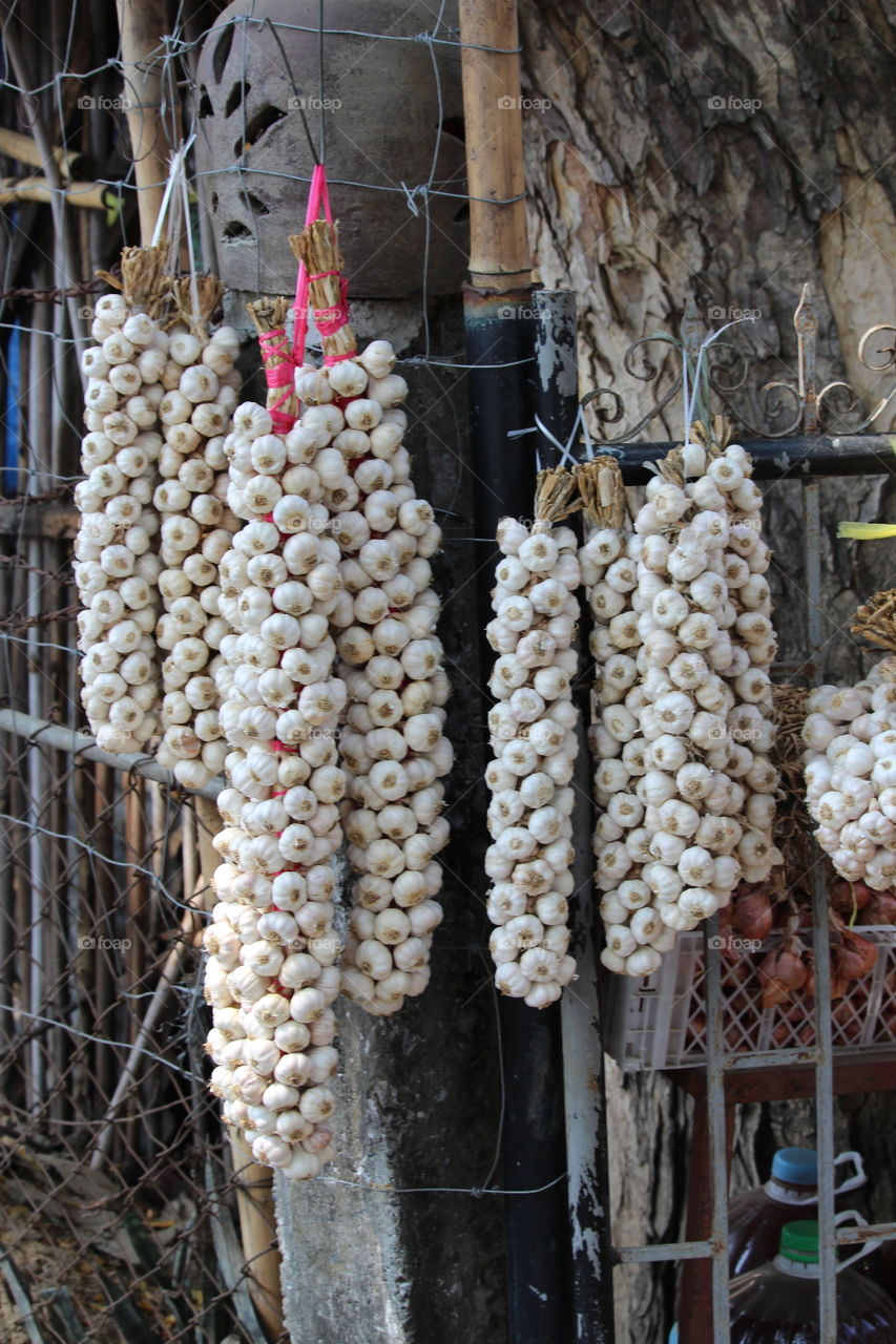 Hanging garlic at Vigan Philippines 