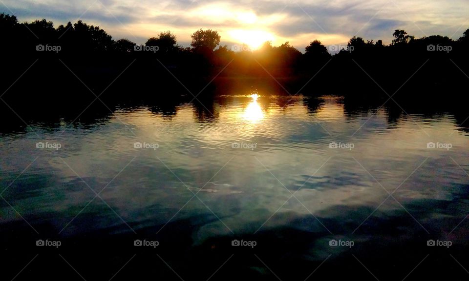 Sunset, Dawn, Water, Reflection, Lake