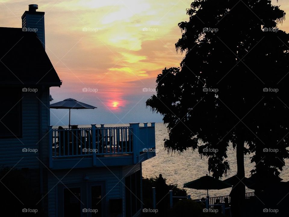 Sunset over Lake House