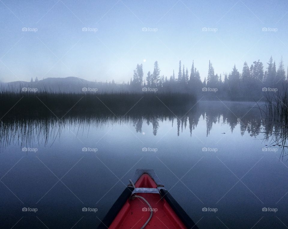 Canoe on a quiet lake 