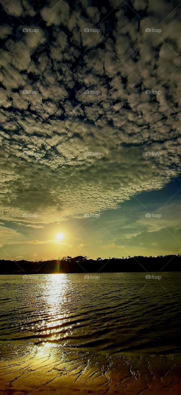 sun setting over the salt marsh