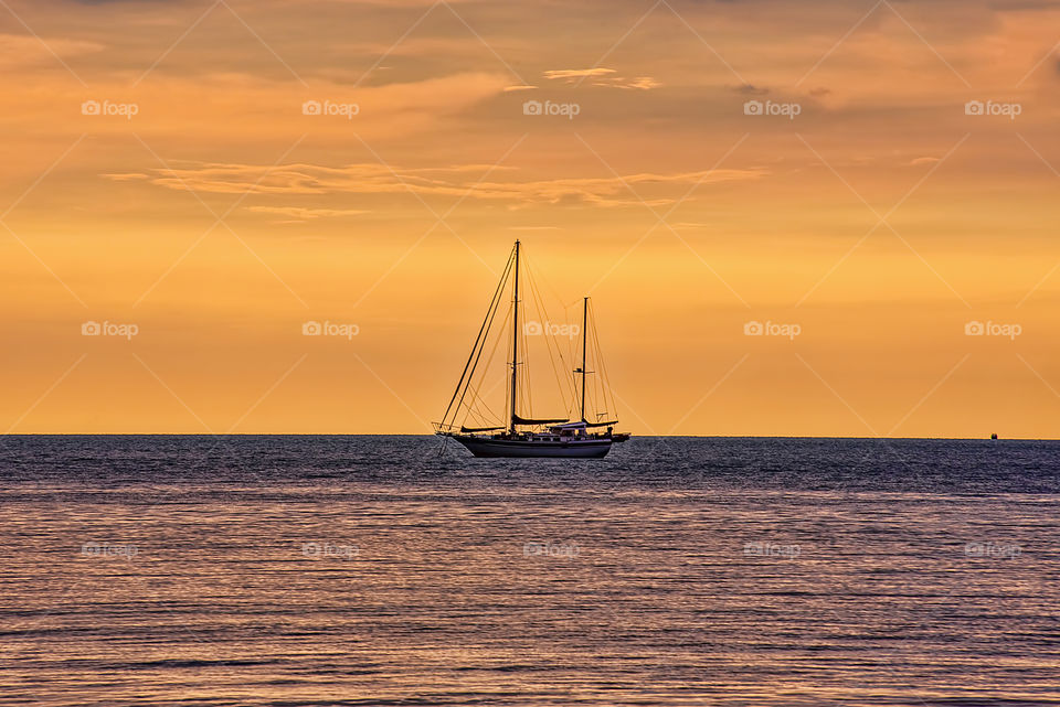 Sailboat sailing in sea