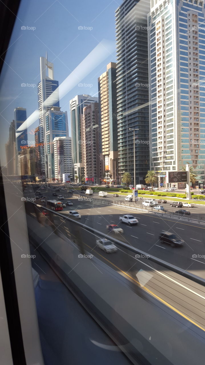 Dubai view from the subway