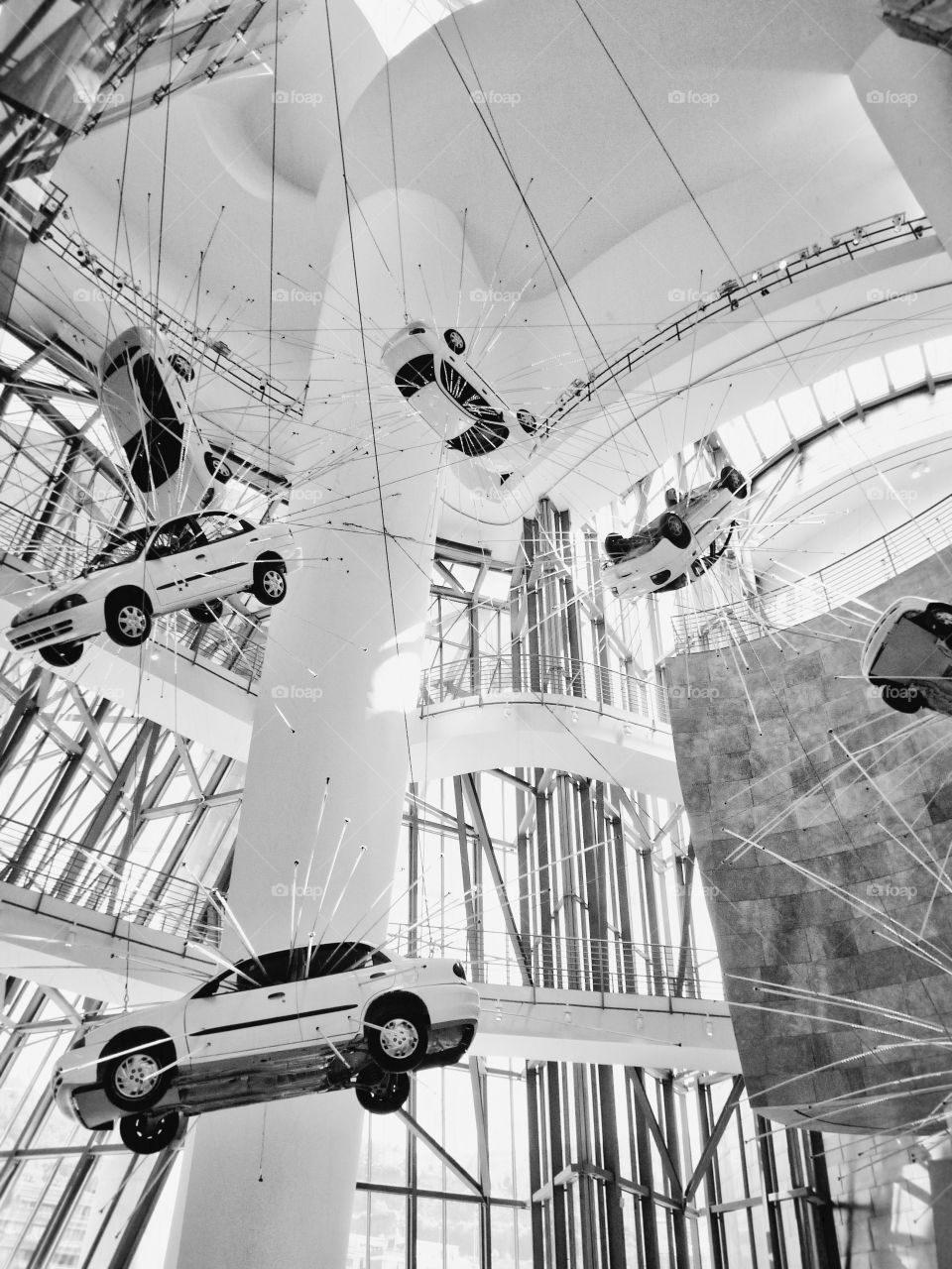 Inopportune: Stage One. The work forms part of the Chinese artist  Cai Guo-Qiang: "I Want to Believe" at the Guggenheim Museum Bilbao.