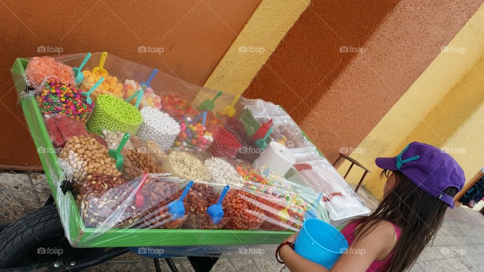 Mexican candies cart in Mexico