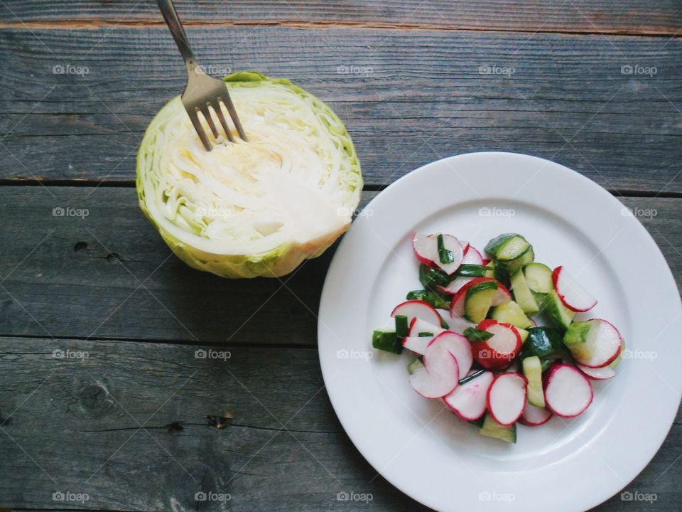 vegetable salad and sprouts