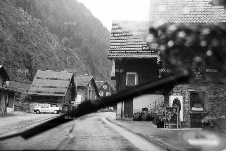 by car, in the mountains