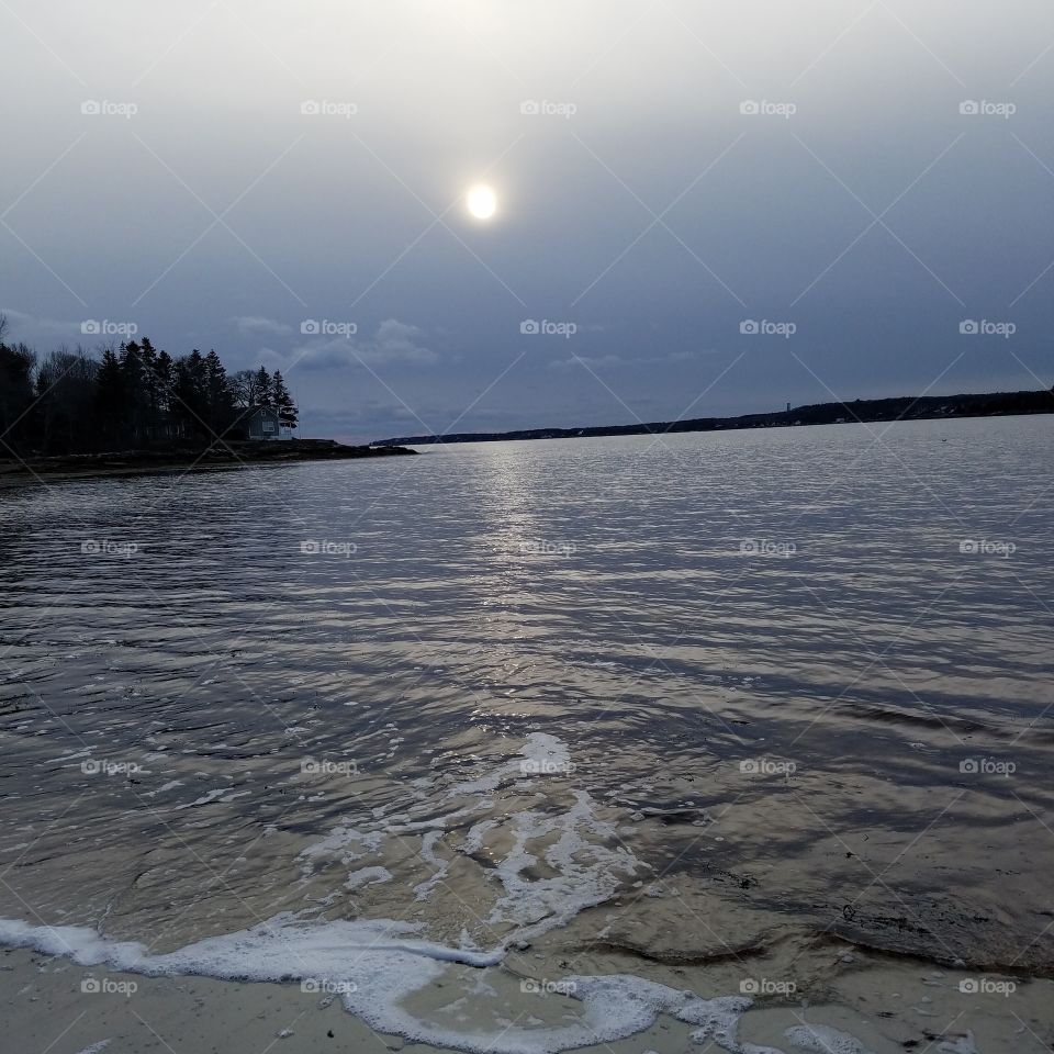sun set on pemaquid beach
