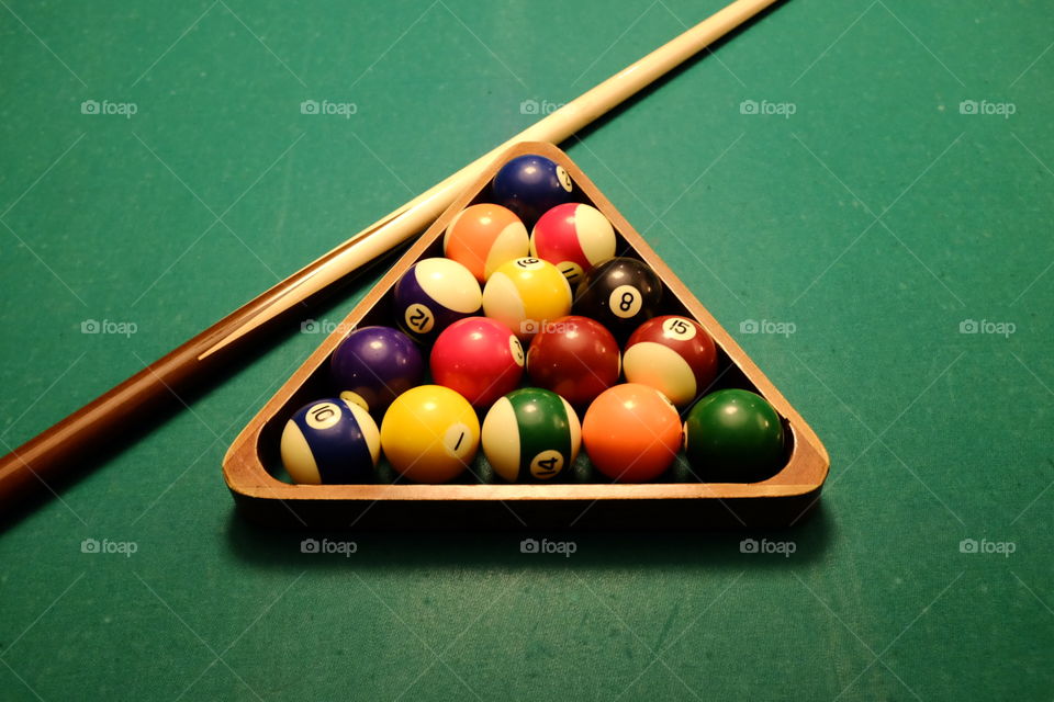Billiard ball and cue