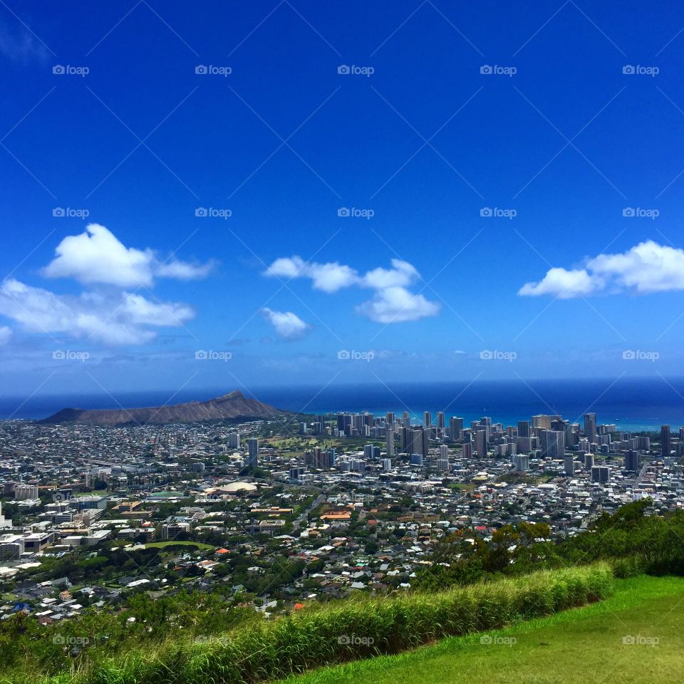 Honolulu From Tauntalus. A view of Honolulu from a nearby peak 