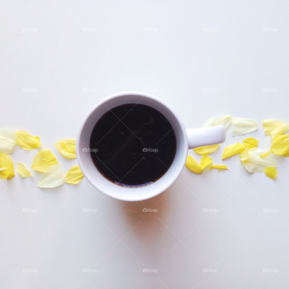 Morning Coffee Break . Spring  cups of coffee