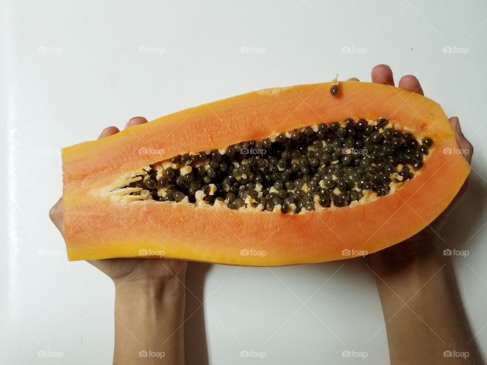 Papaya cut in  half