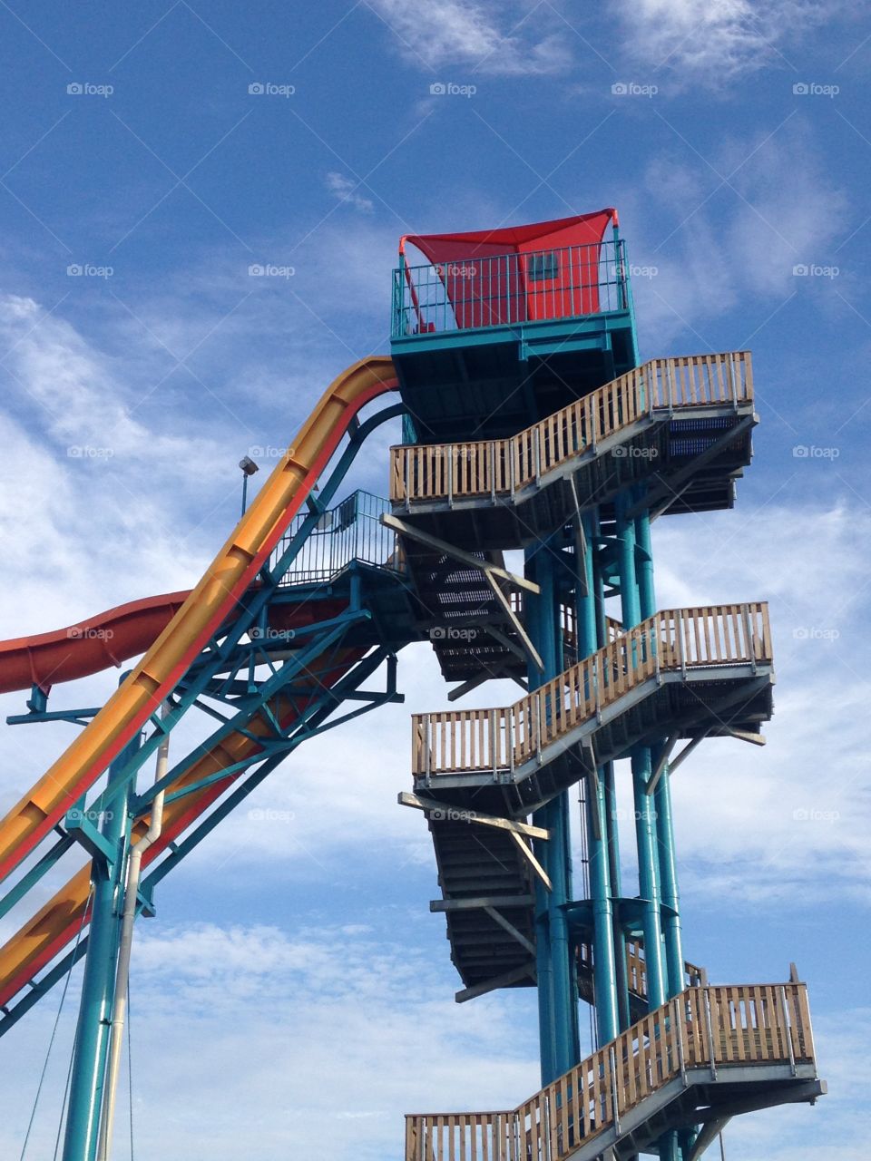 Too high for me. Water slide tower at hurricane harbor water park