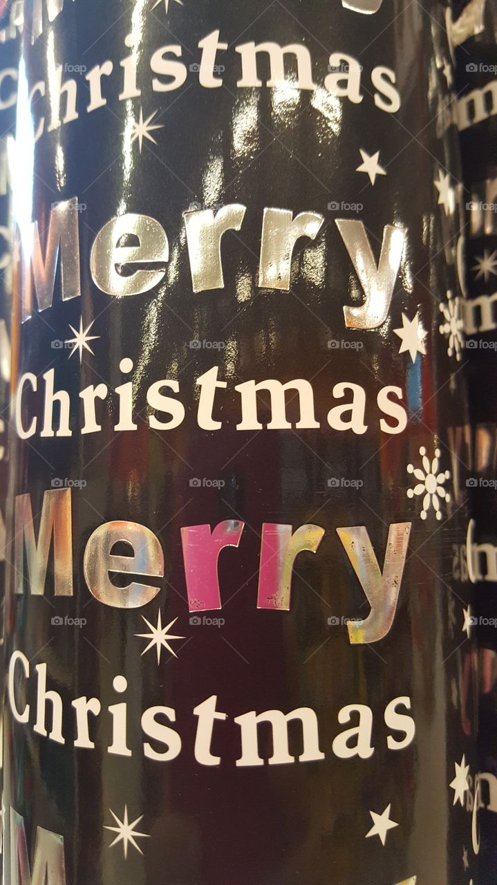 Christmas text on container