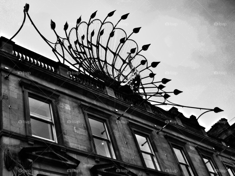 Eclectic Architecture. Art Nouveau Peacock on Princes Square