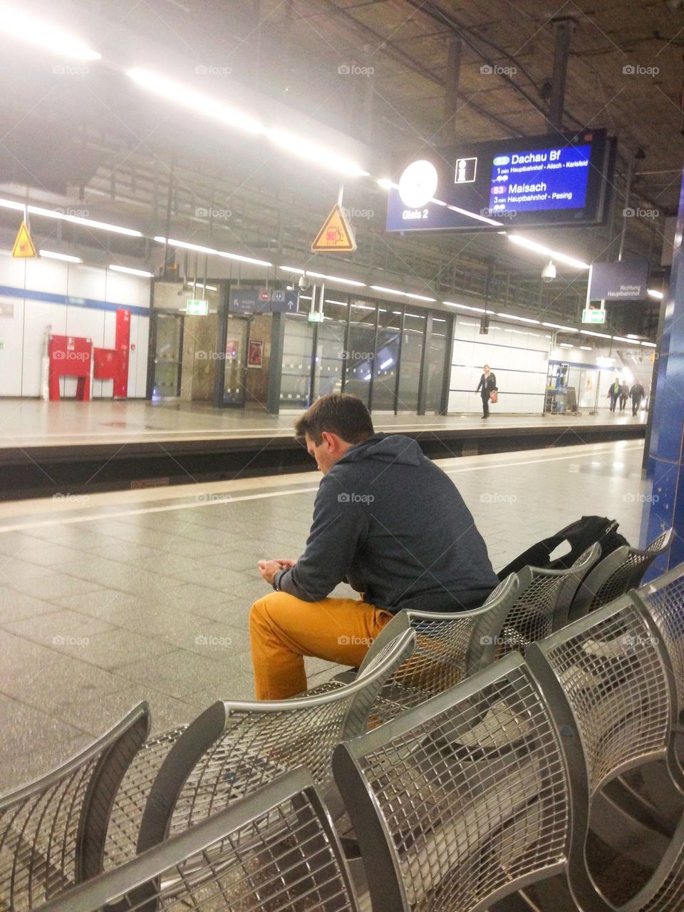 Man waiting on train