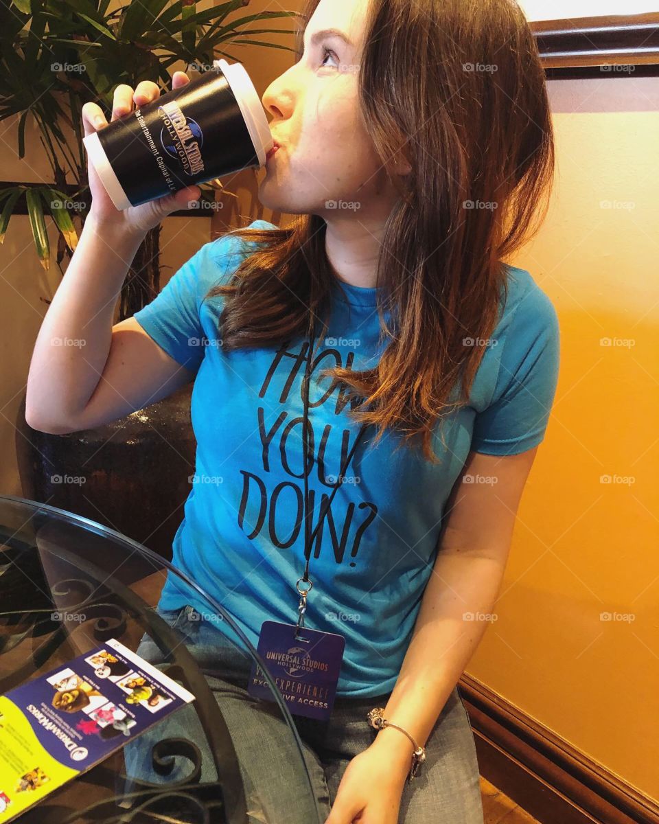 Universal studios Hollywood enjoying my VIP coffee 😎