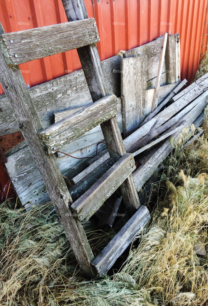 Barnwood on the Farm. A pile of barnwood on a century+ farm. 