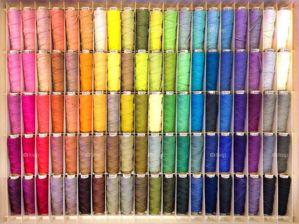 Colorful spools of tread