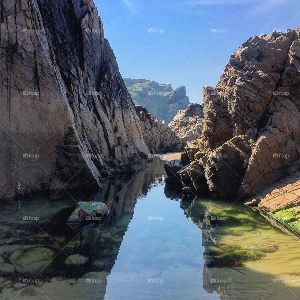 Rock pools in plemont bay 