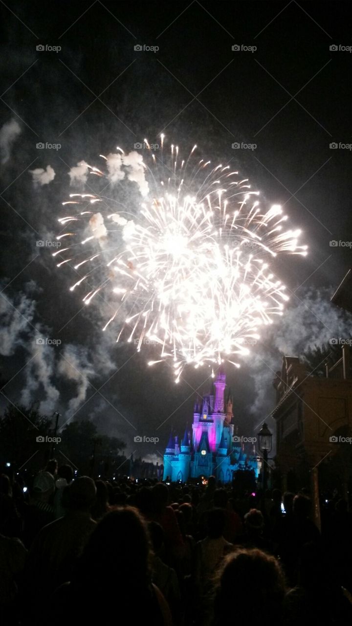 Fireworks and a castle