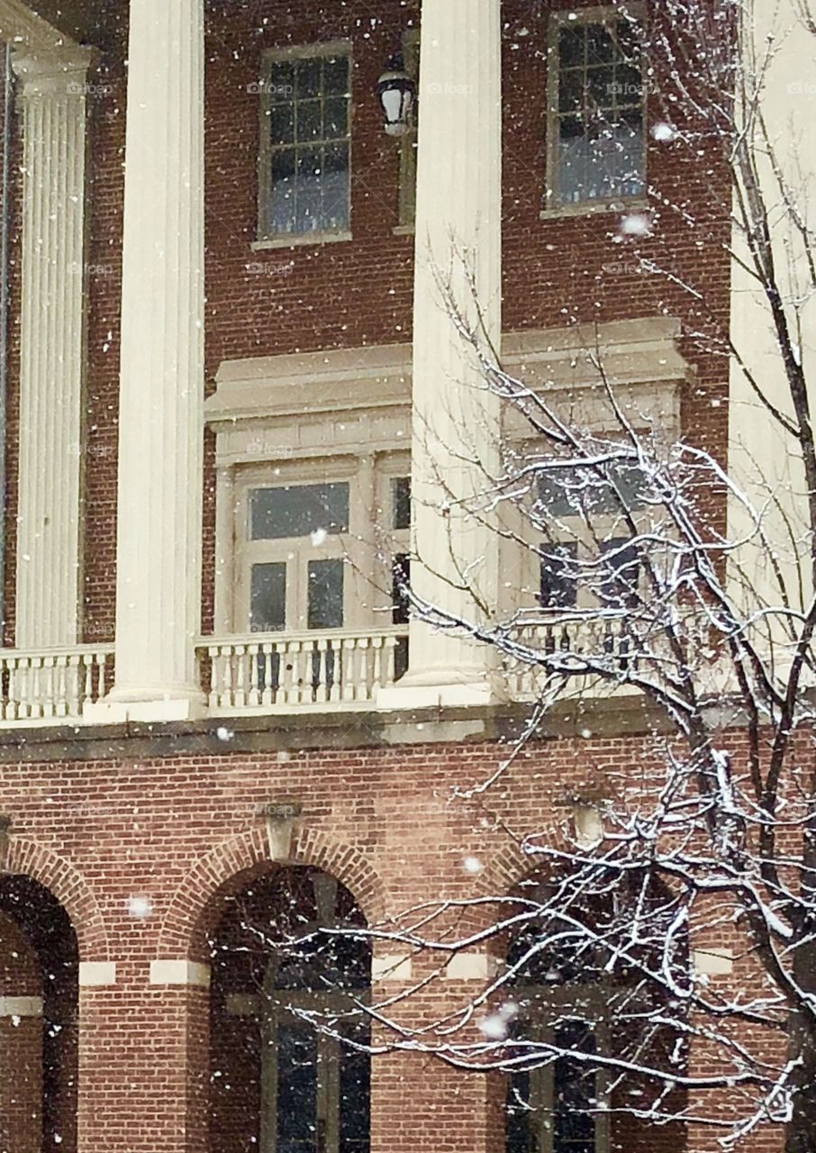 Closeup photo balcony college