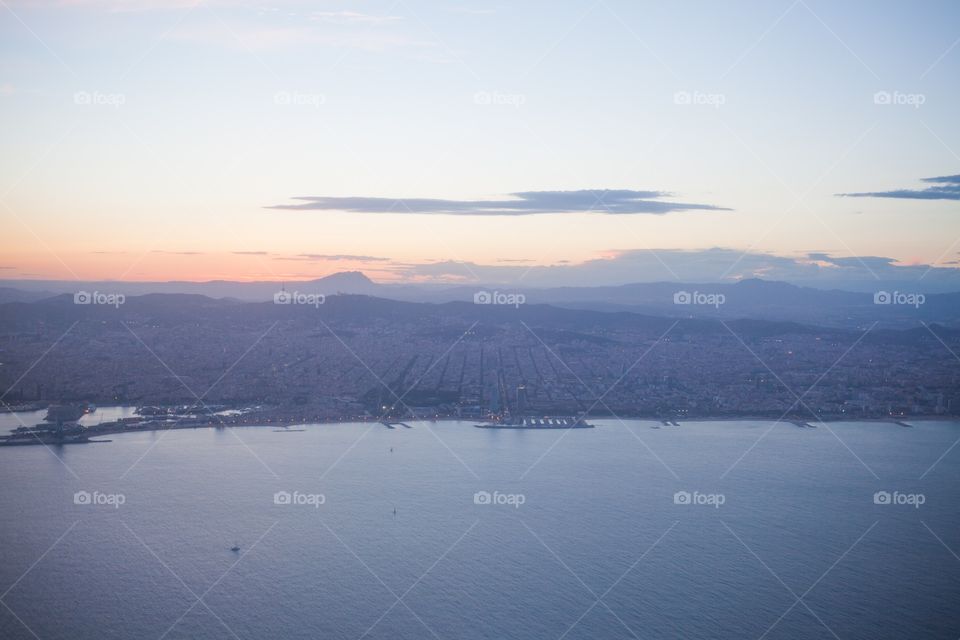 Sunset during flight  to barcelona