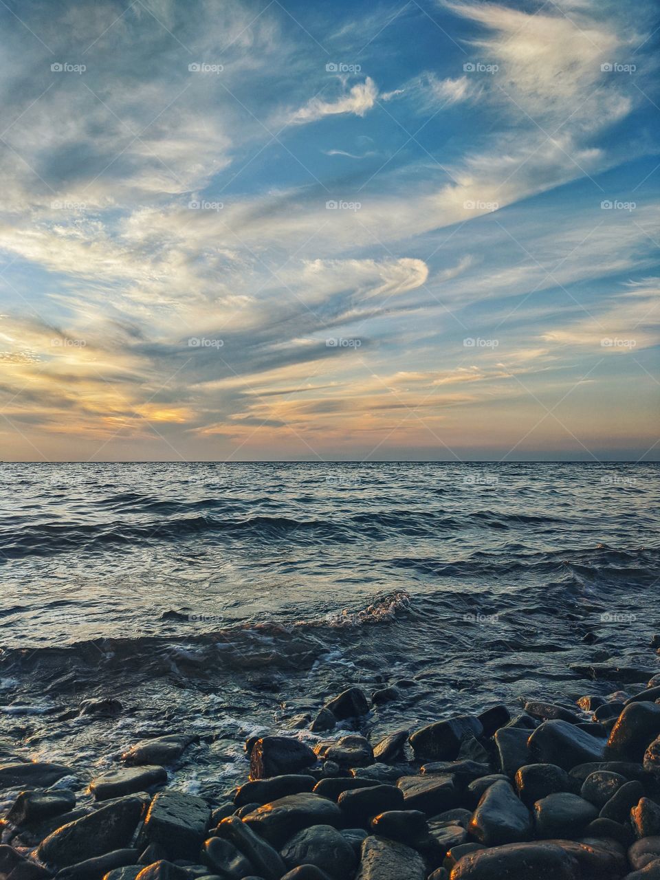 Wonderful sunset on the Adriatic Sea in Slovenia.