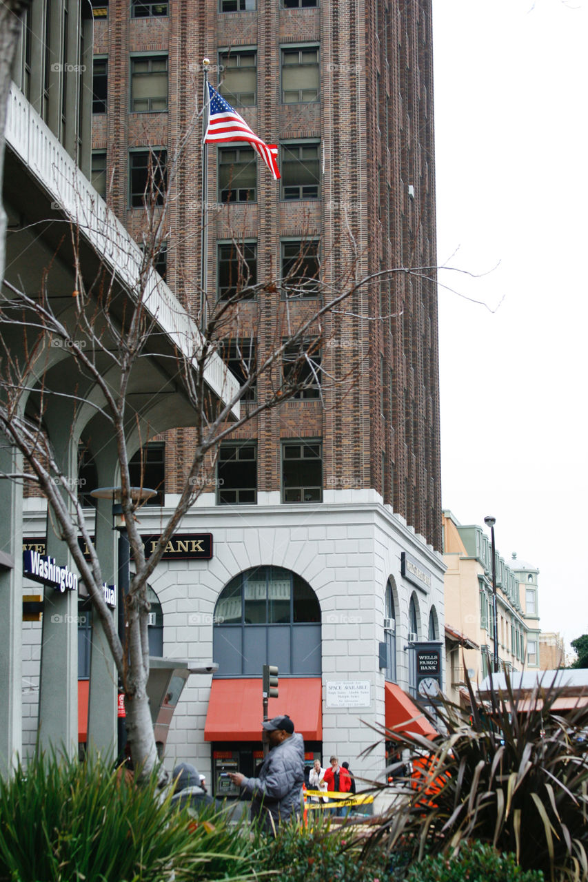 Street, American flag