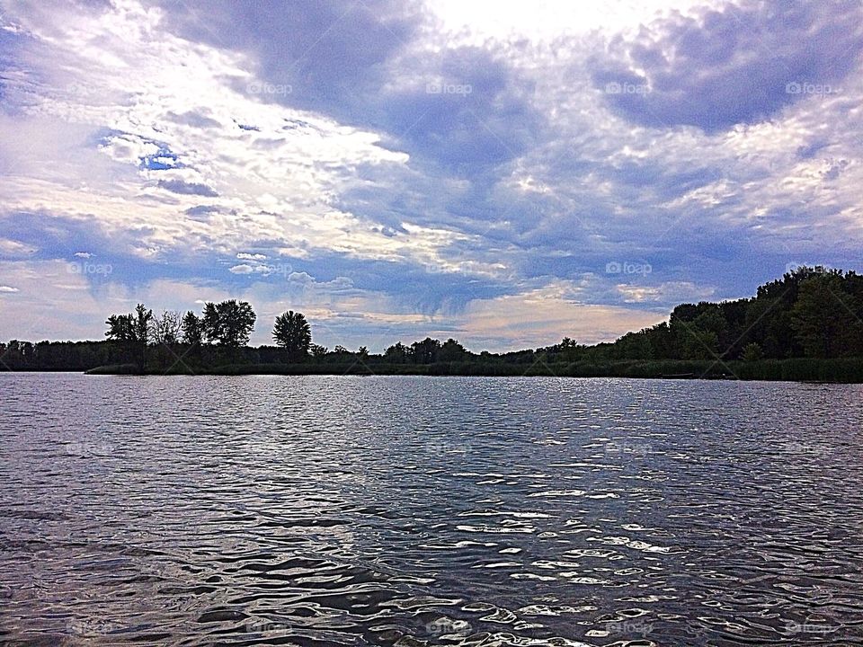 Sun shining on the lake