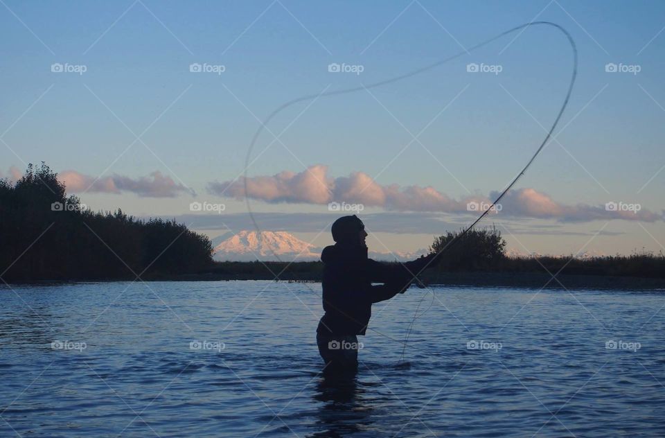 Fly fishing on the Anchor River, Kenai Peninsula, Alaska
