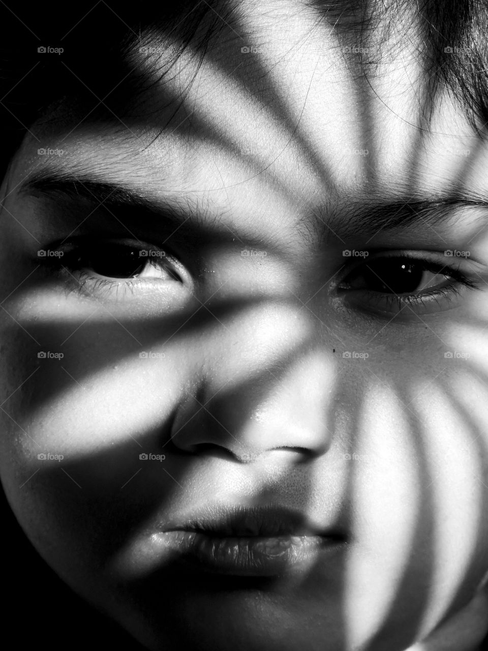 Sunlight on boy's face