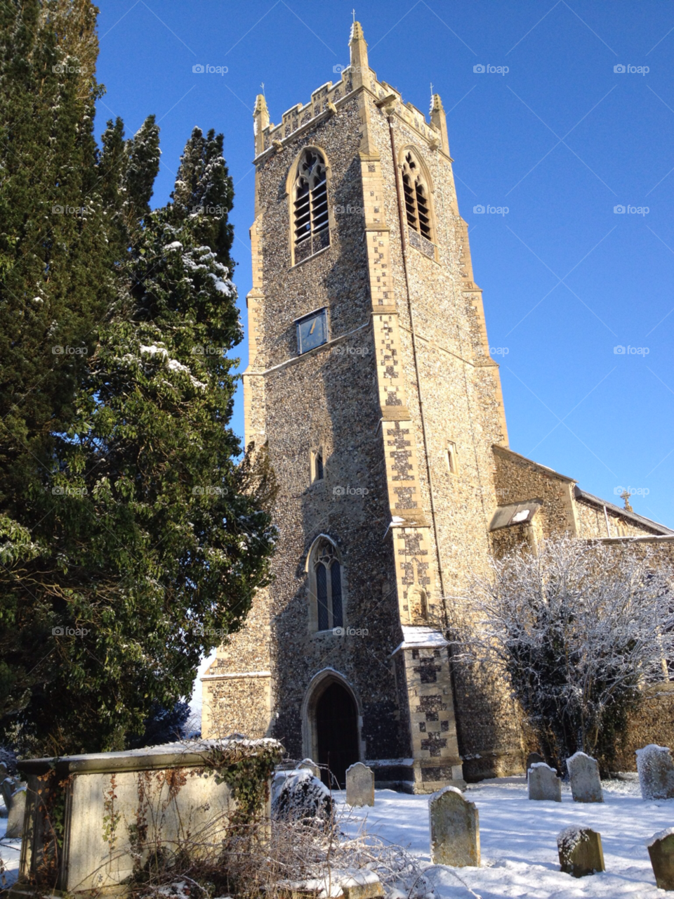 pulham st mary norfolk snow trees church by sunnydee