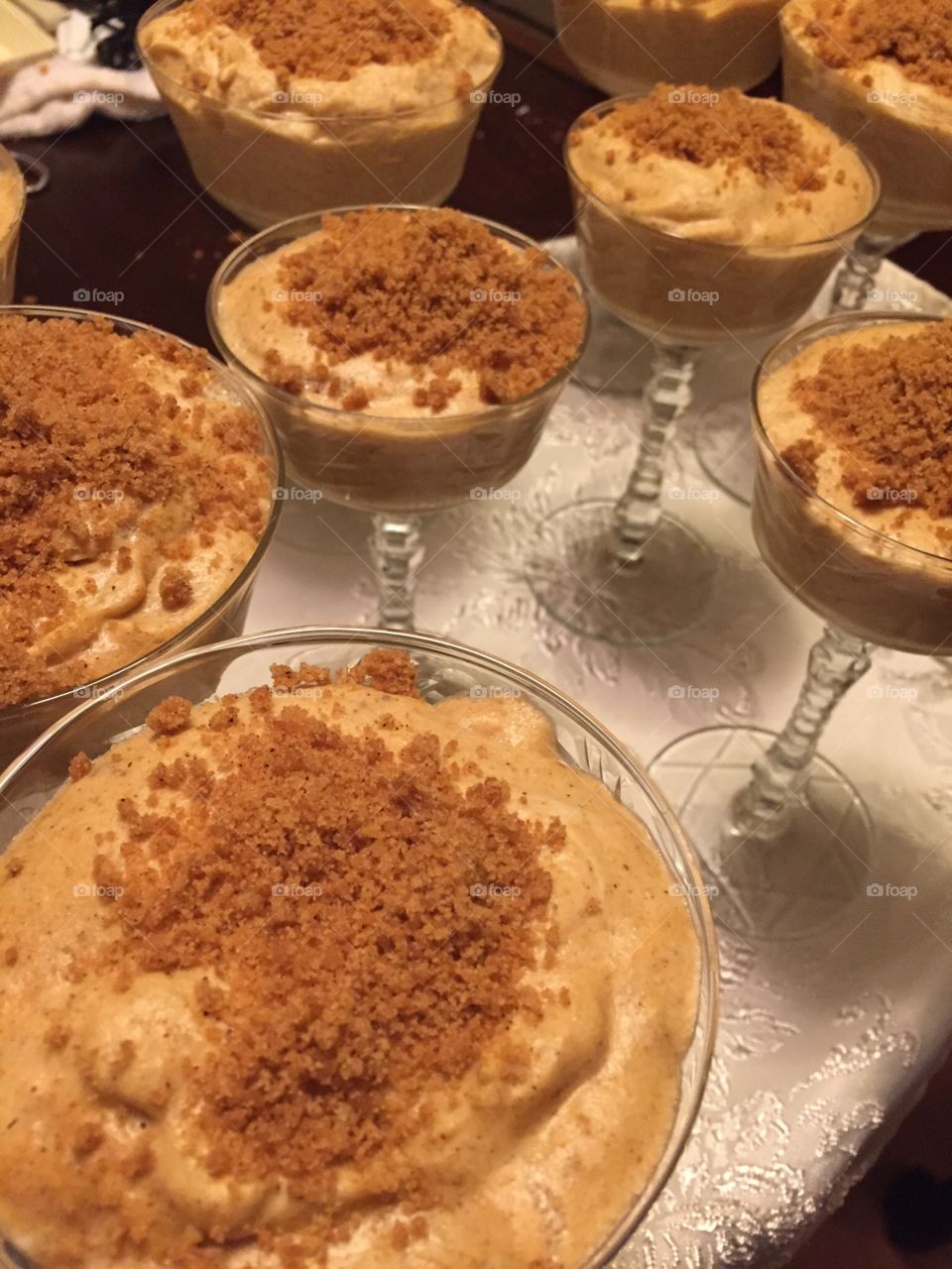 Thanksgiving Dessert!. The best part of thanksgiving dinner (at least to me!) Pumpkin Mousse with maple créme fraîche and ginger snap crumbles 