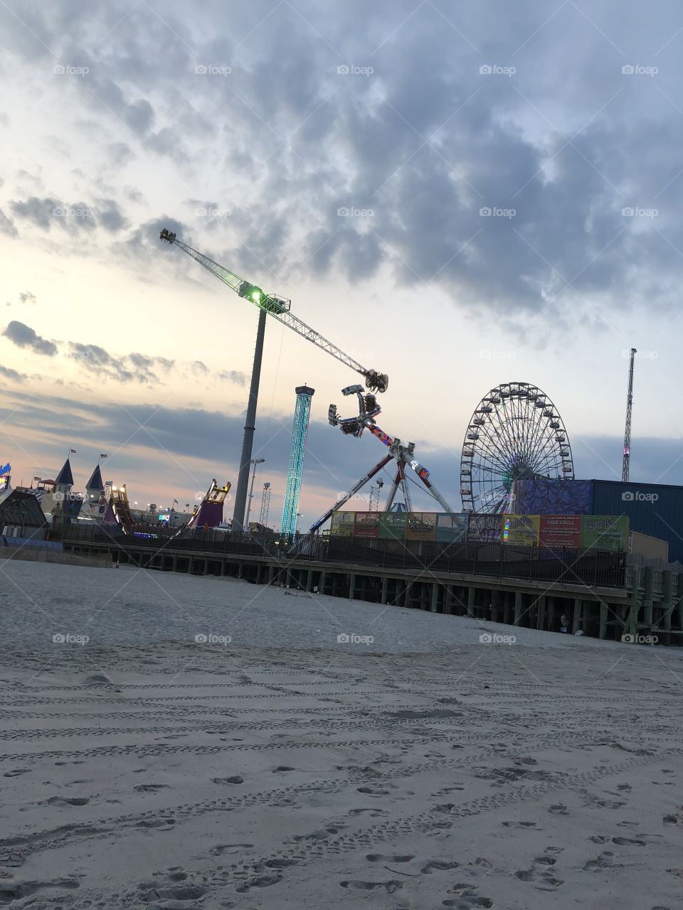 Boardwalk at sunset Seaside heights NJ
