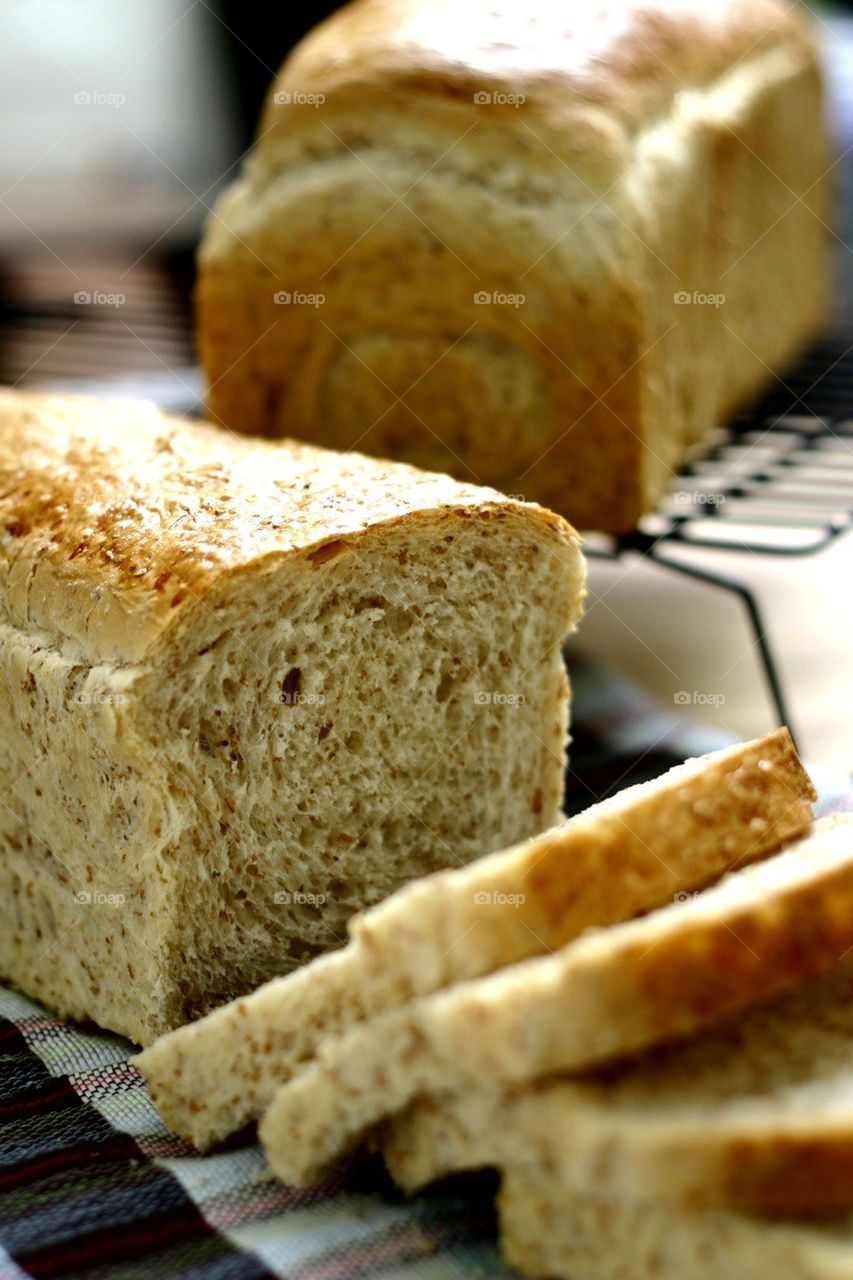 Sliced whole wheat bread loaf
