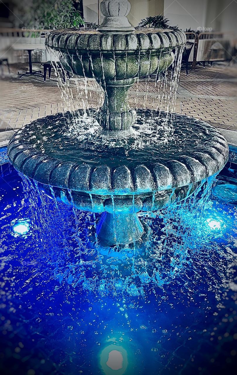 Blue water fountain 