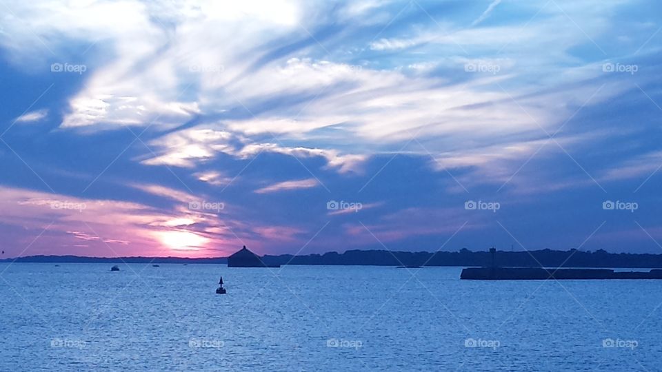Water, Watercraft, No Person, Sea, Sunset