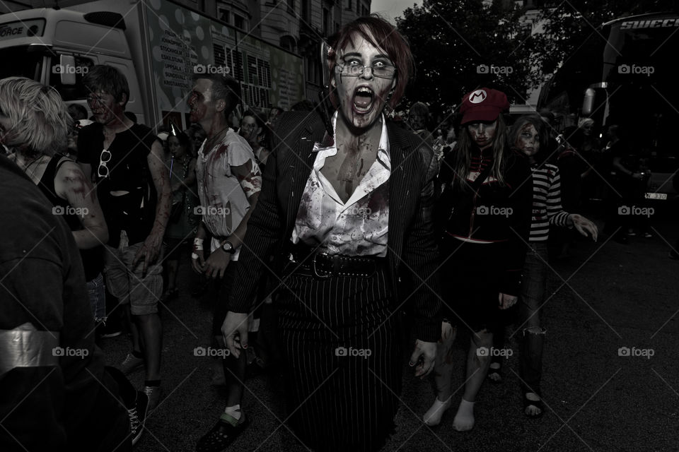 Zombie walk in Sweden. The undead took over the town of Malmö.