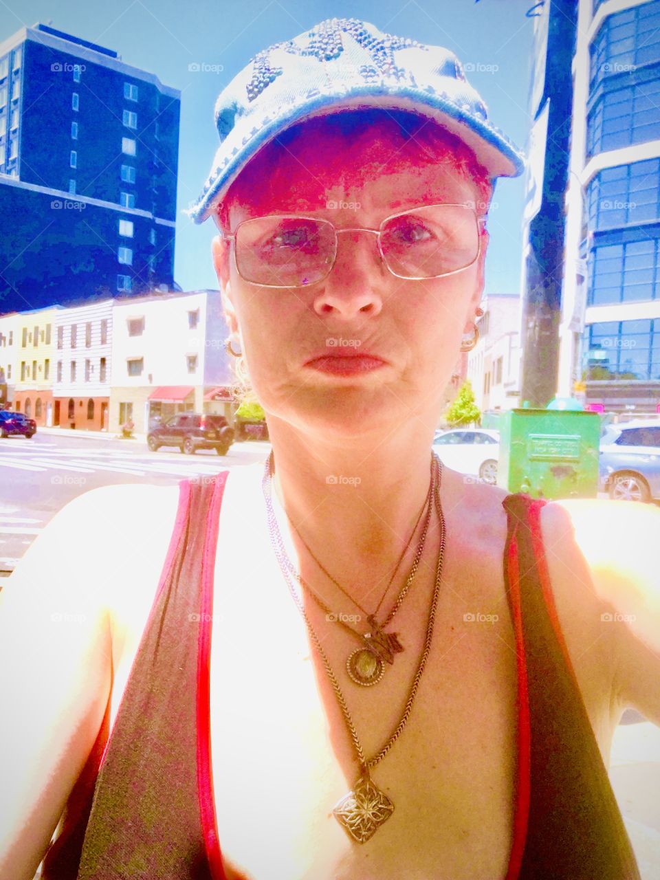 Self portrait taken while walking home towards Borden Avenue in Long Island City, Queens, New York in the summer of 2019. Hypnotic Productions