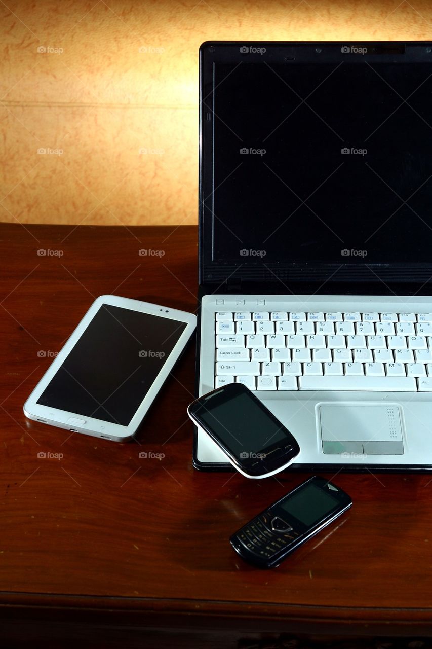 laptop computer, tablet, cellphone and smartphone