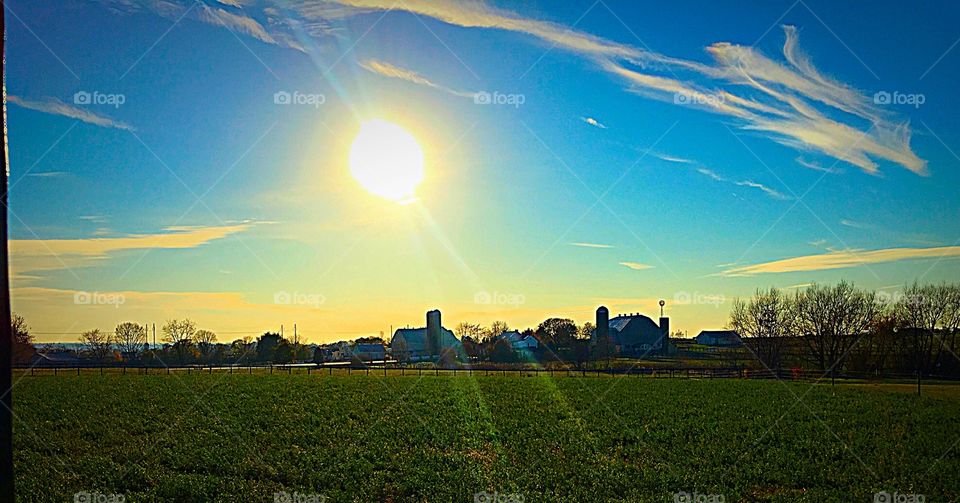 Sunset view of amish country lancaster