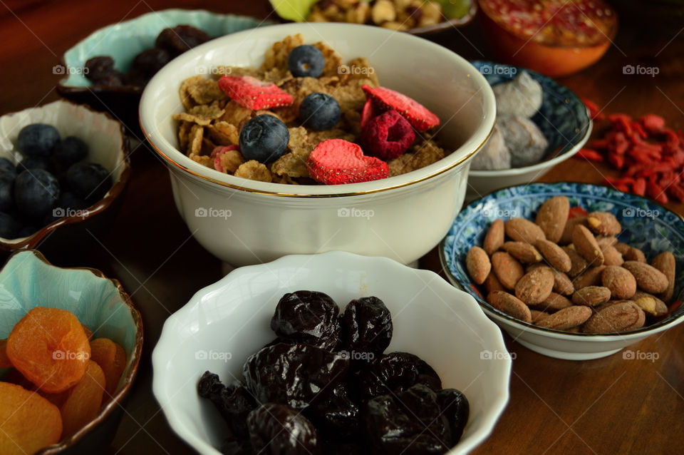 Dried fruits and nuts for breakfast