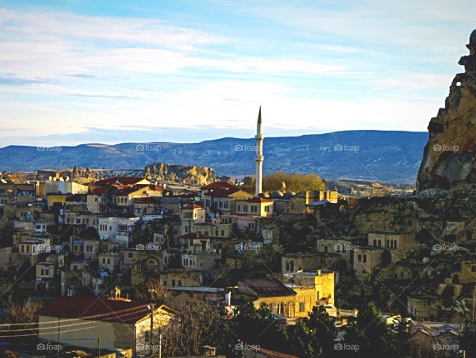 Aerial view of a town in Cappadocia, Turkey 