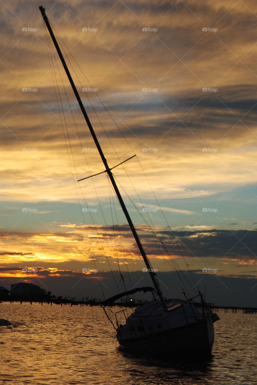 A boat at sunset