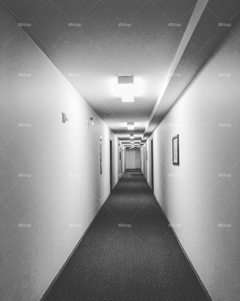 Light, Hallway, Indoors, Monochrome, Room