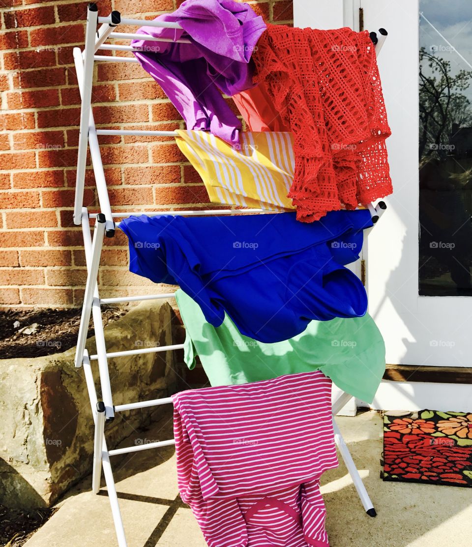 Close-Up Laundry Blowing in Wind