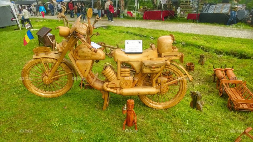 motorcycle, wood,