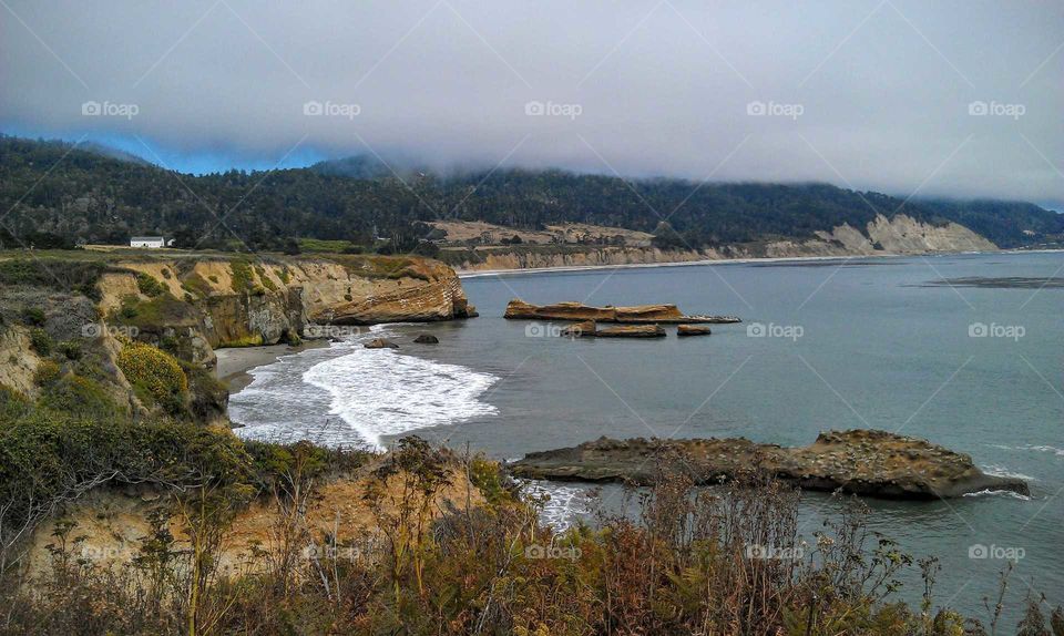 View of rocky coastline at countryside