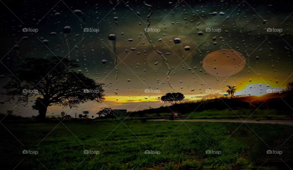 Driving on a rainy day in the hinterland of Barretos